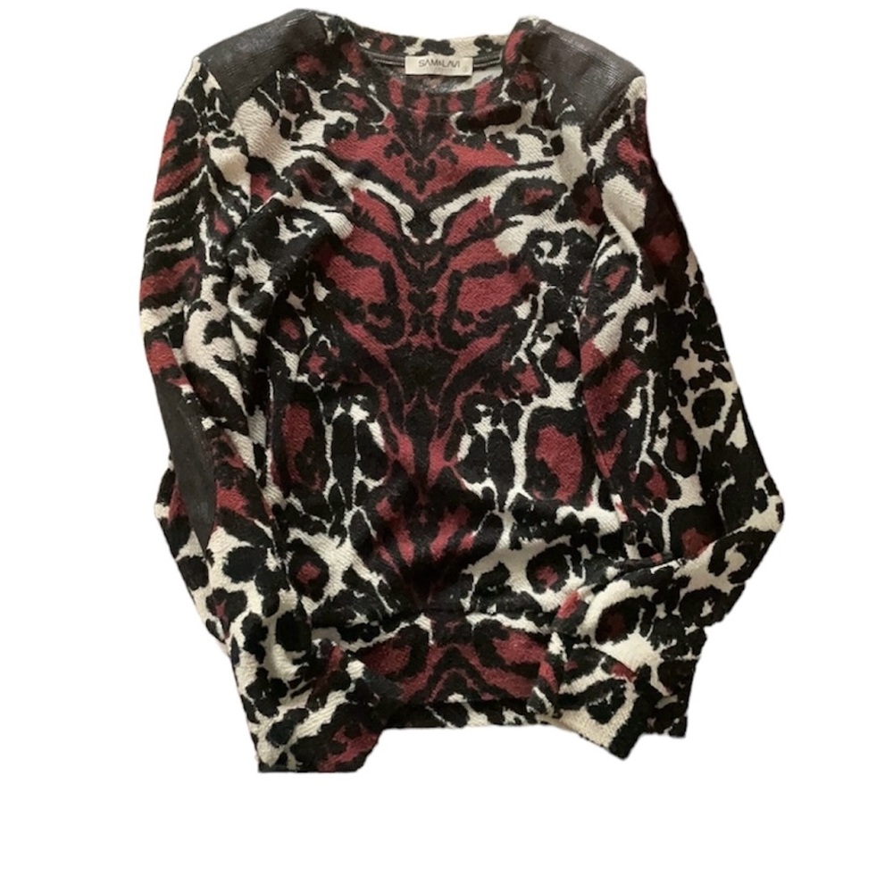 2/$40 Sam & Lavi Lightweight patterned sweater with elbow patches, shoulder pads